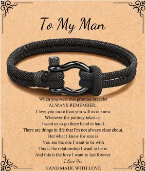 Memgift To My Man Bracelet Gifts for Son Grandson Nephew Brother Dad Bracelets Birthday Father's Day Valentine's Day Gifts for Teen Boys Attention to Size