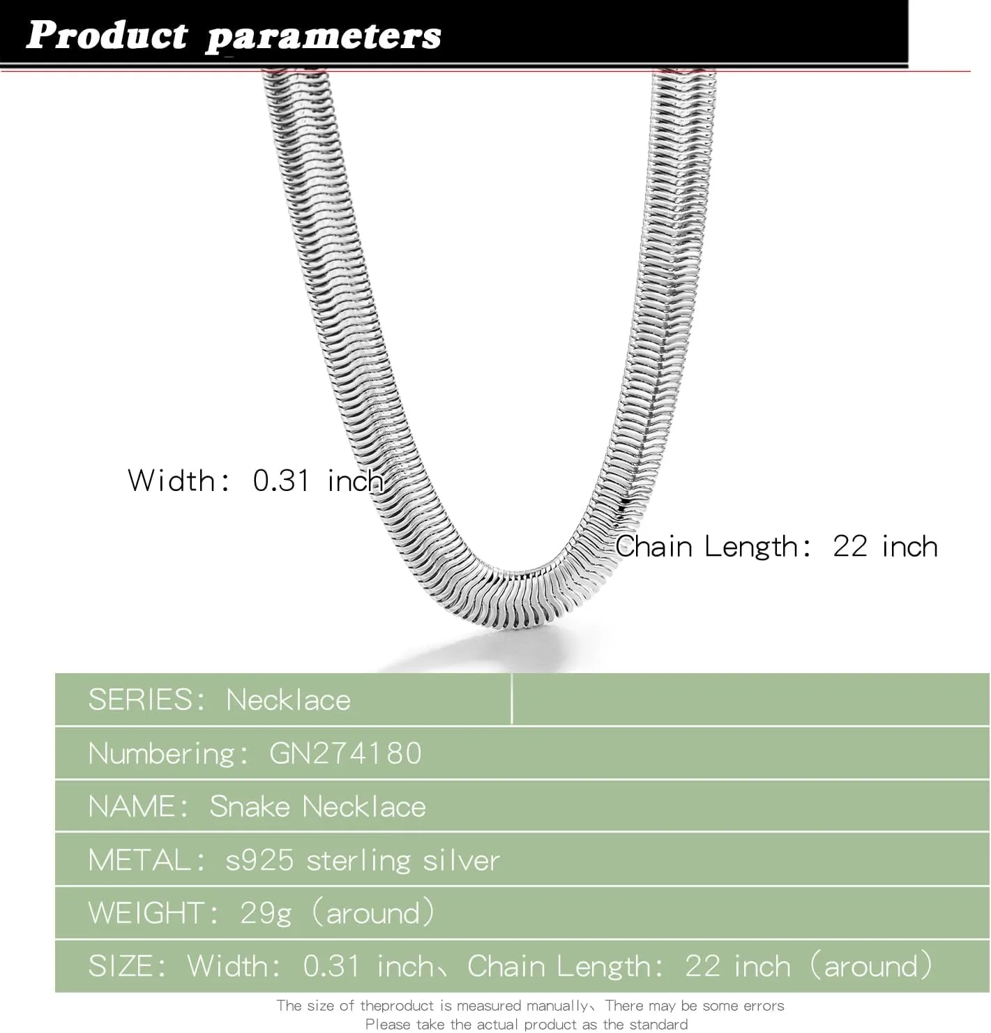 Men 925 Sterling Silver Necklace Italian 6MM-8MM Flexible Flat Snake Chain Choker 16-30 Inch 24K Gold plated Fine Jewelry Gifts for Women