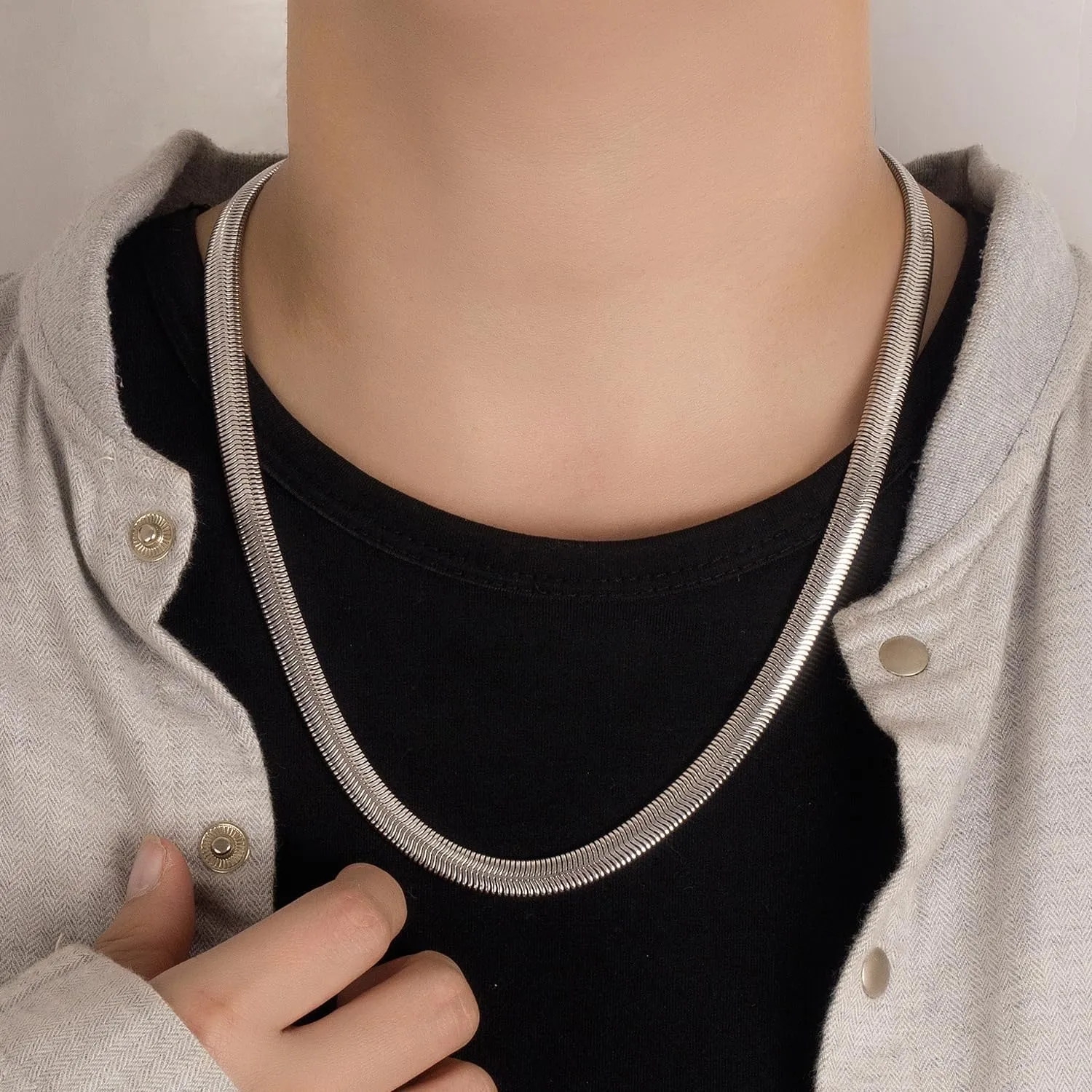 Men 925 Sterling Silver Necklace Italian 6MM-8MM Flexible Flat Snake Chain Choker 16-30 Inch 24K Gold plated Fine Jewelry Gifts for Women