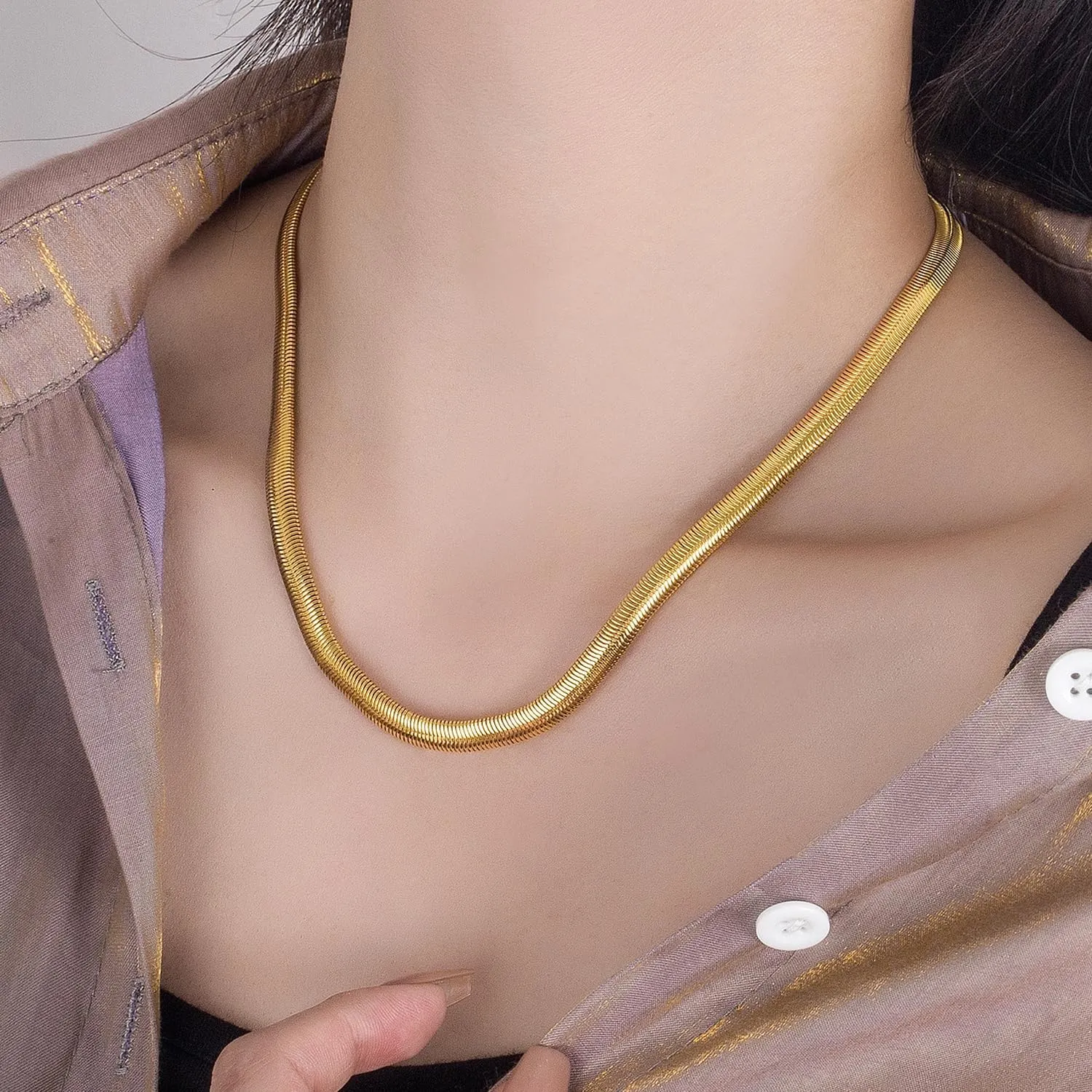 Men 925 Sterling Silver Necklace Italian 6MM-8MM Flexible Flat Snake Chain Choker 16-30 Inch 24K Gold plated Fine Jewelry Gifts for Women