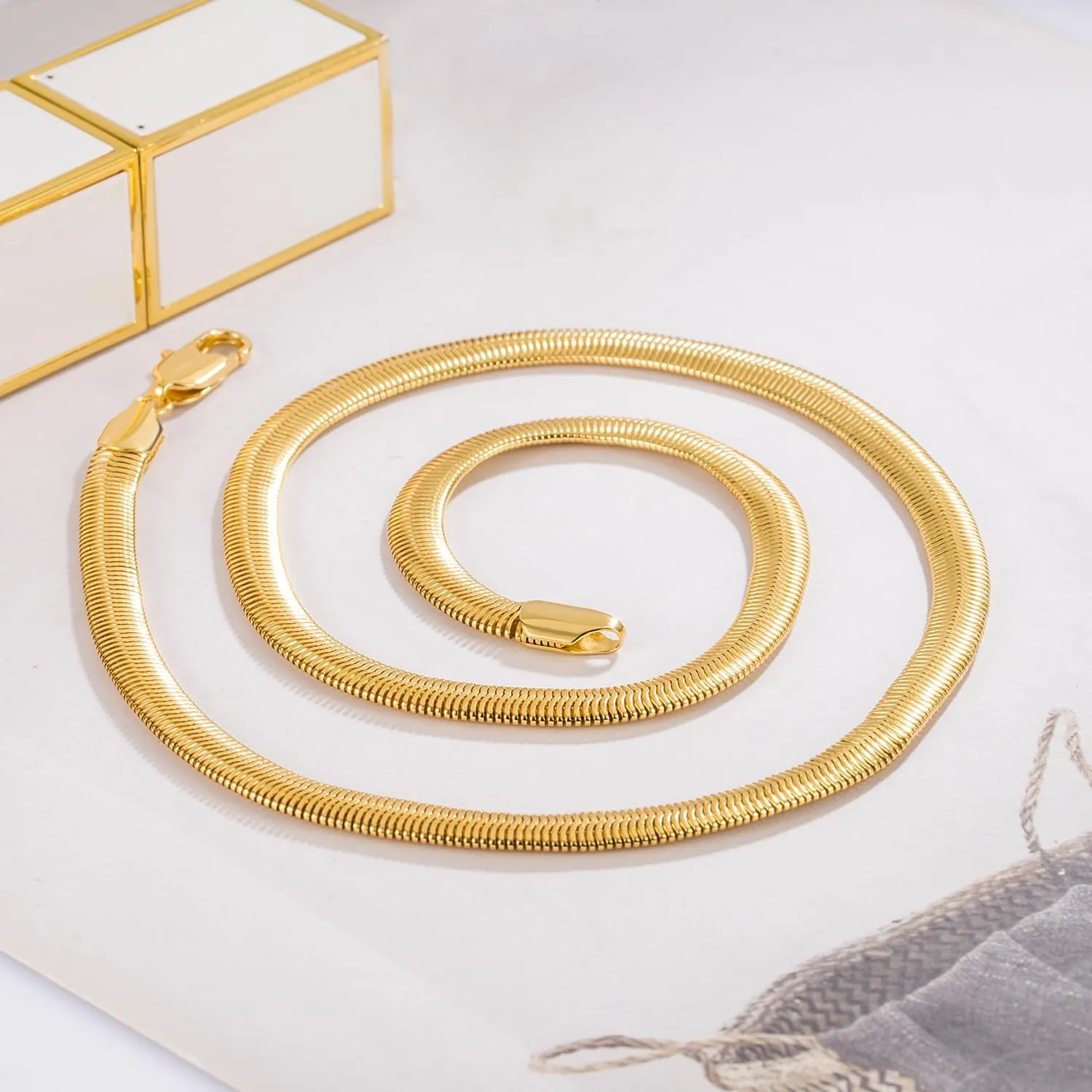 Men 925 Sterling Silver Necklace Italian 6MM-8MM Flexible Flat Snake Chain Choker 16-30 Inch 24K Gold plated Fine Jewelry Gifts for Women