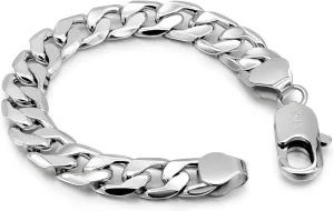 Men Italy 925 Sterling Silver Bracelet 10MM-12MM Diamond Cut Cuban Link Chain 7 "7.5" 8 "8.5" 9 "9.5" 10" Fine Cuff Jewelry Gifts for Man Women