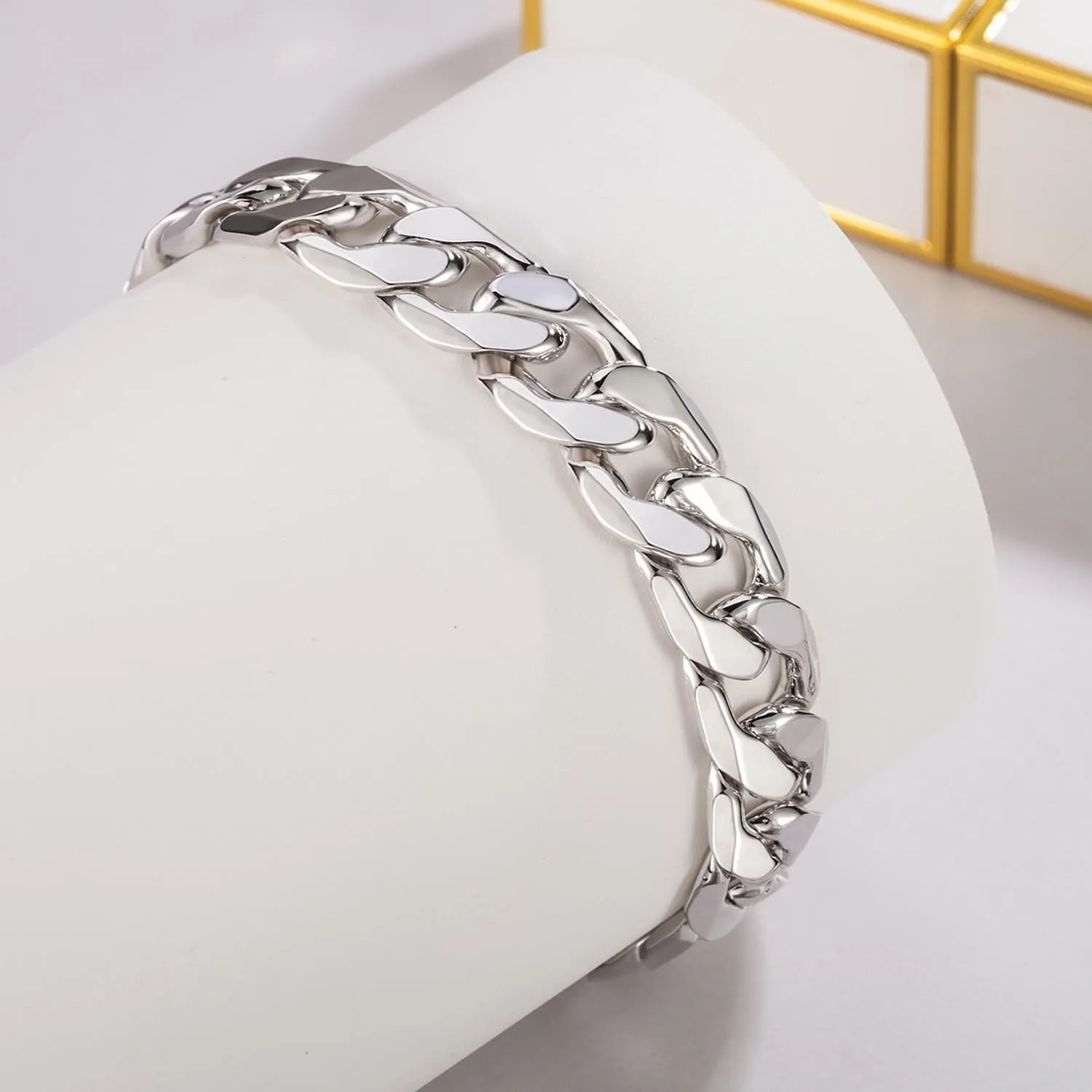 Men Italy 925 Sterling Silver Bracelet 10MM-12MM Diamond Cut Cuban Link Chain 7 "7.5" 8 "8.5" 9 "9.5" 10" Fine Cuff Jewelry Gifts for Man Women