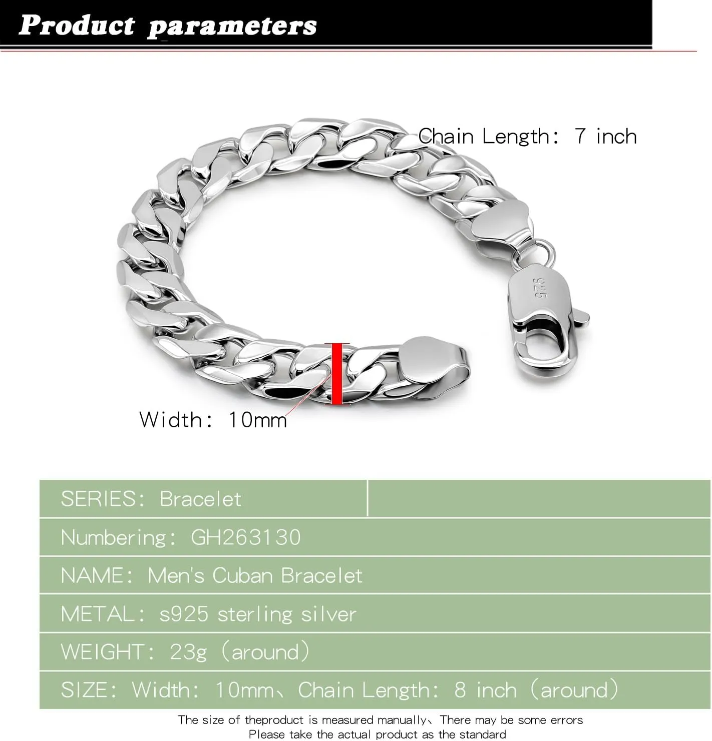 Men Italy 925 Sterling Silver Bracelet 10MM-12MM Diamond Cut Cuban Link Chain 7 "7.5" 8 "8.5" 9 "9.5" 10" Fine Cuff Jewelry Gifts for Man Women