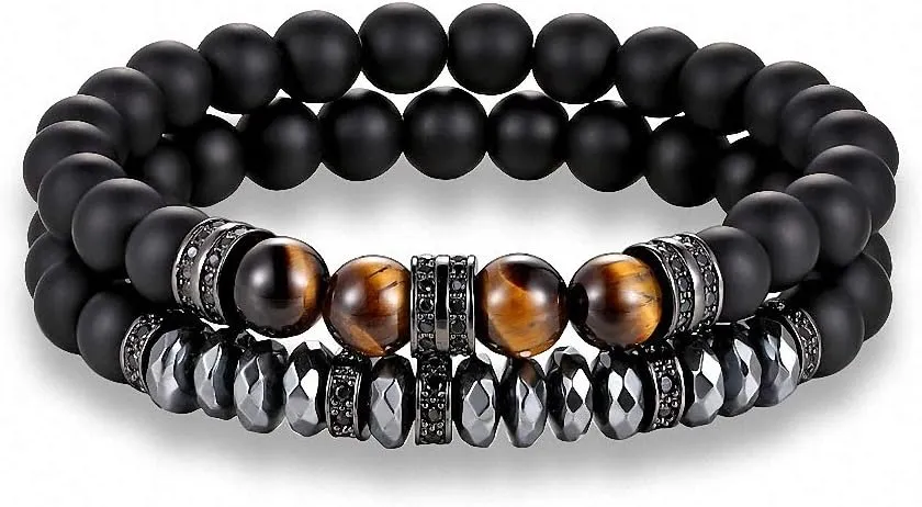 Men Woman Tiger Eyes Bracelet Beaded Black Mantra Prayer Beads Buddha Bracelet Women Bracele
