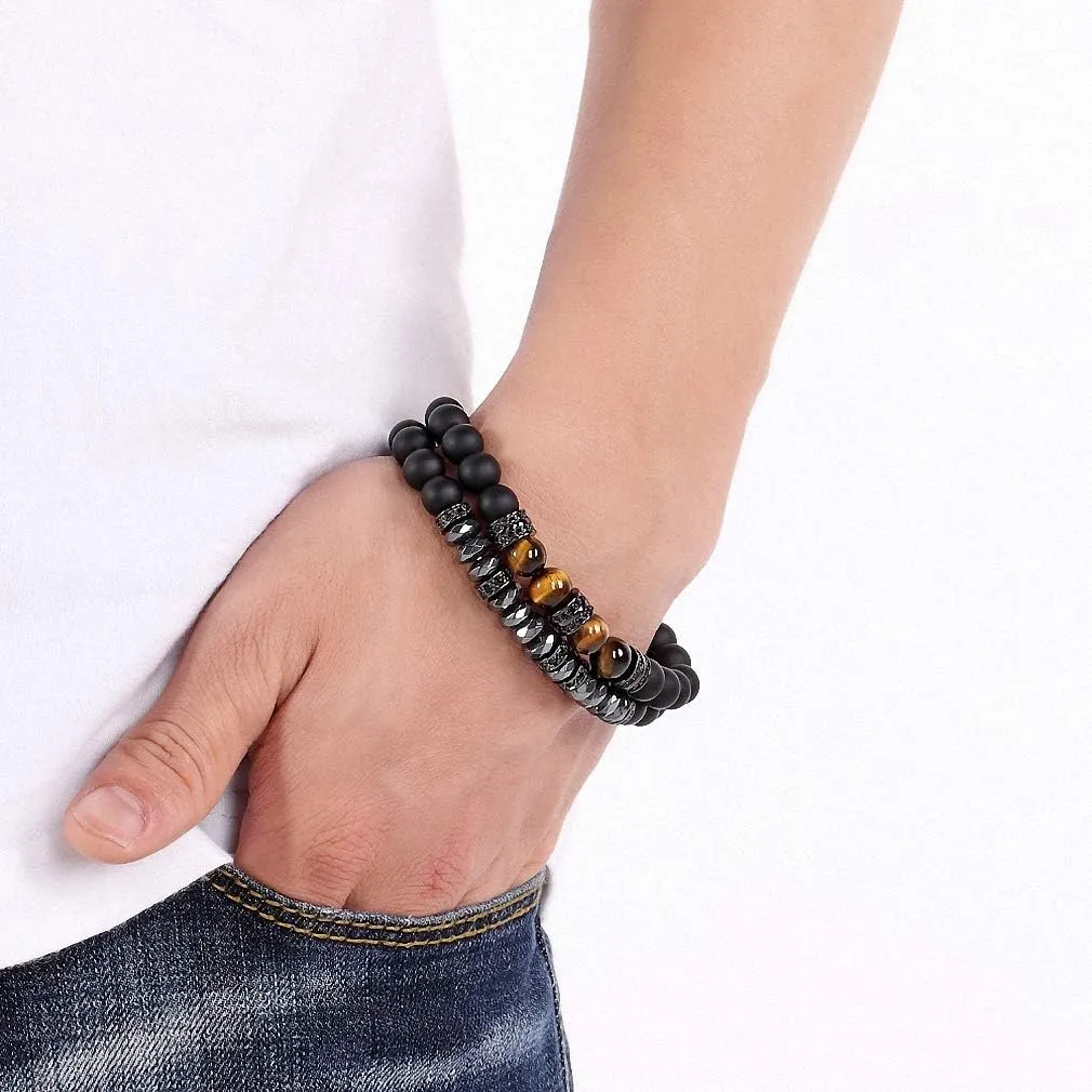Men Woman Tiger Eyes Bracelet Beaded Black Mantra Prayer Beads Buddha Bracelet Women Bracele