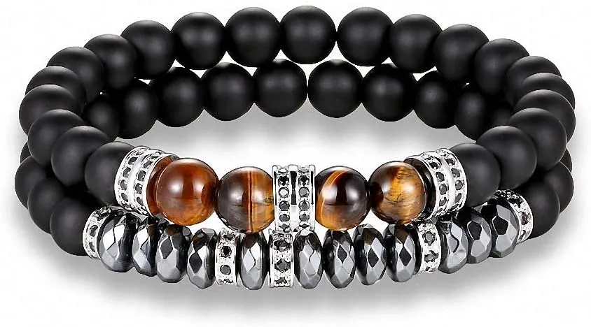 Men Woman Tiger Eyes Bracelet Beaded Black Mantra Prayer Beads Buddha Bracelet Women Bracele