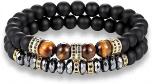 Men Woman Tiger Eyes Bracelet Beaded Black Mantra Prayer Beads Buddha Bracelet Women Bracele