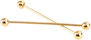 Men's Gold Plated Steel Collar Tie Pin Set 2Pcs Stud Bar Clip 6CM Formal Fashion Accessory