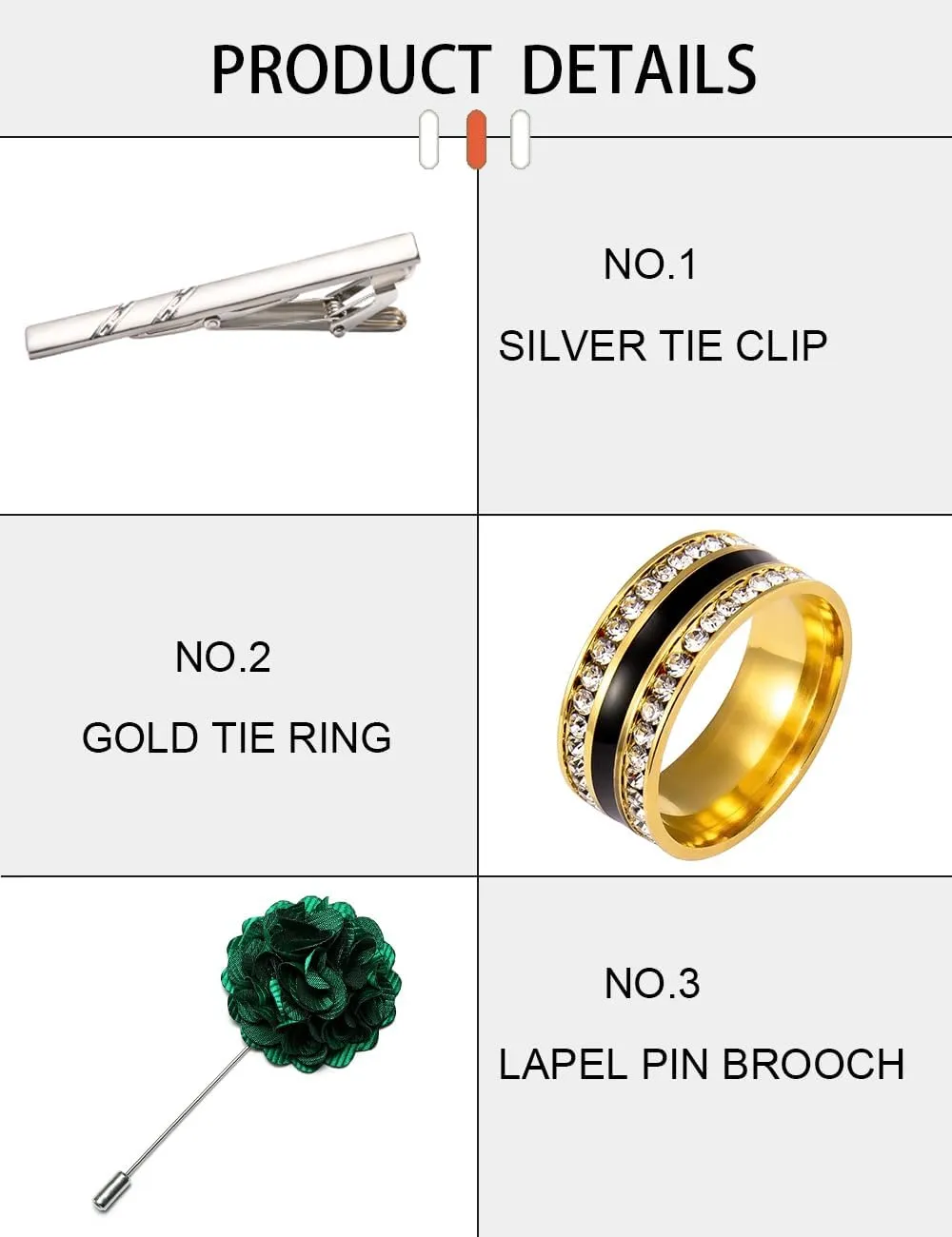 Men's Tie Sets Floral Paisley Woven Necktie Pocket Square Cufflinks with Lapel Pin Brooch Tie Clip Tie Ring