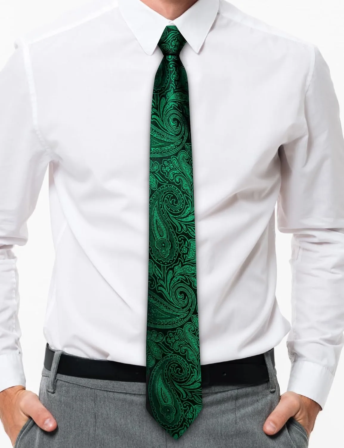 Men's Tie Sets Floral Paisley Woven Necktie Pocket Square Cufflinks with Lapel Pin Brooch Tie Clip Tie Ring