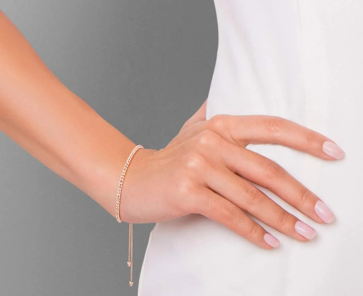 Miabella 925 Sterling Silver or 18K Gold Plated Diamond-Cut Adjustable Bolo 2.5mm Bead Ball Bracelet for Women, Made in Italy