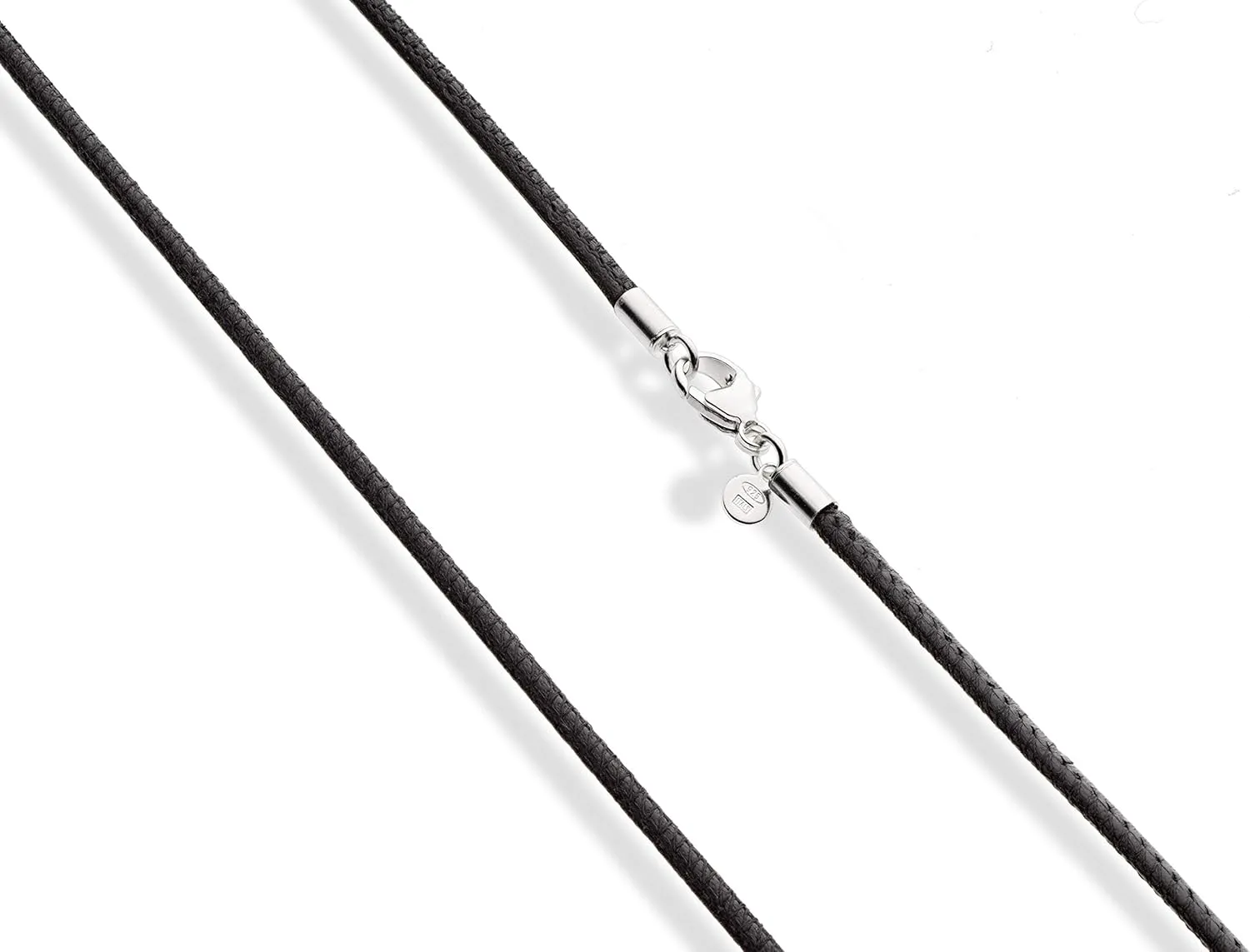 Miabella Genuine 2mm Black or Brown Italian Leather Cord Chain Necklace for Men Women with 925 Sterling Silver Clasp Made in Italy
