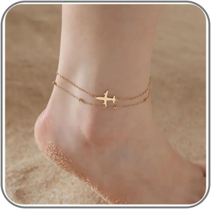 MIFYNN Ankle Bracelets for Women Waterproof Adjustable Stainless Steel Chain Anklet Bracelet for Women Vintage Fashion Simple Thin Chain Anklet Female Foot Summer Beach Jewelry Gift