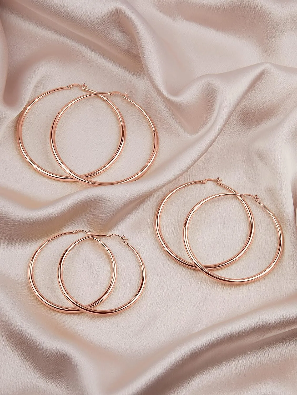 MILLA 14K Gold Hoop Earrings For Women, Silver Hoop Earrings & Rose Gold Earrings with Graduated Curvature