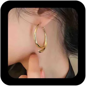 Minimalist Cross Curved Earrings Gold Curved Drop Earrings Curved Ear Cuffs Earrings Curved Bar Long Earrings Curved Ear Jacket Earrings Jewelry for Women