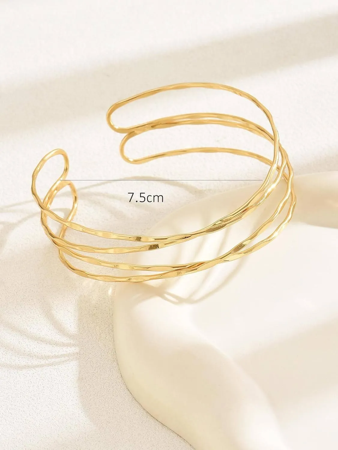 Minimalist Women's Gold Silver Adjustable Arm Bracelet - Dainty Layered Armband Boho Bangle Bracelets - Boho Bangle Armlet Jewelry Gift Set