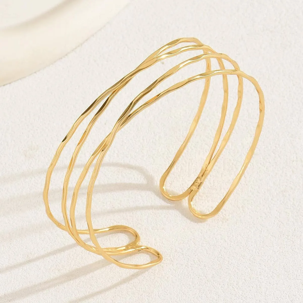 Minimalist Women's Gold Silver Adjustable Arm Bracelet - Dainty Layered Armband Boho Bangle Bracelets - Boho Bangle Armlet Jewelry Gift Set