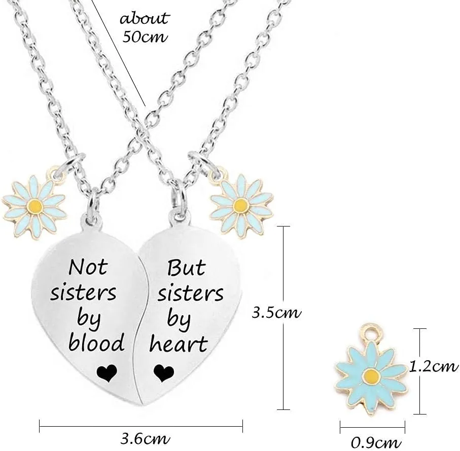 MJartoria BFF Necklace for 2-Split Heart Necklace Not Sisters by Blood Pendant Best Friend Friendship Necklace Set of 2 Valentines Day Gifts for Her