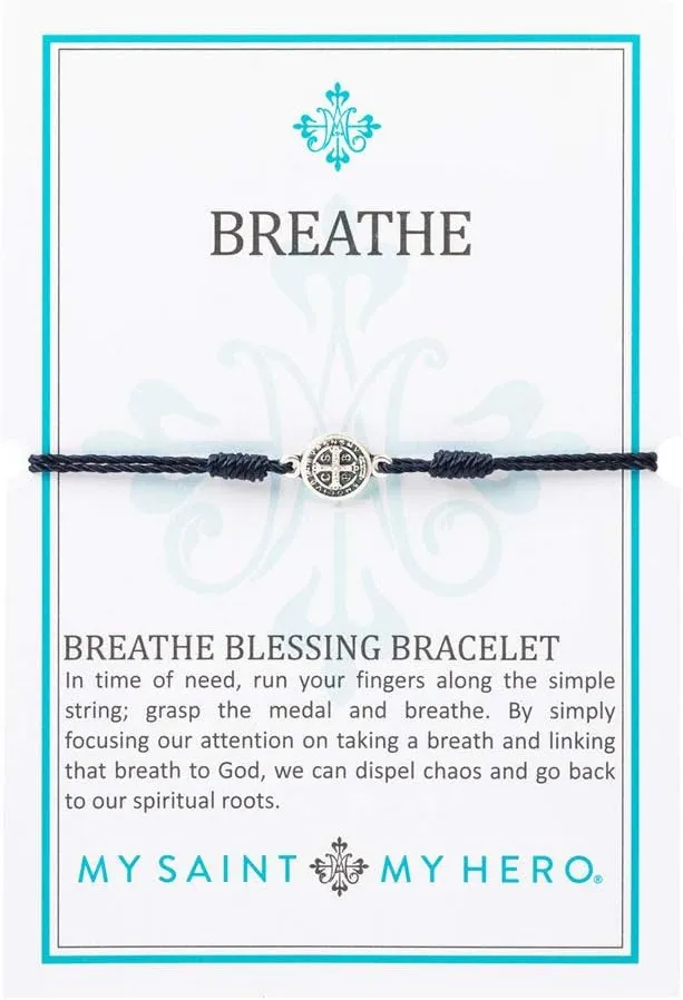 MMy Saint My Hero Breathe Blessing Bracelets  Handwoven Spiritual Reminder to Pause, Pray & Find Peace