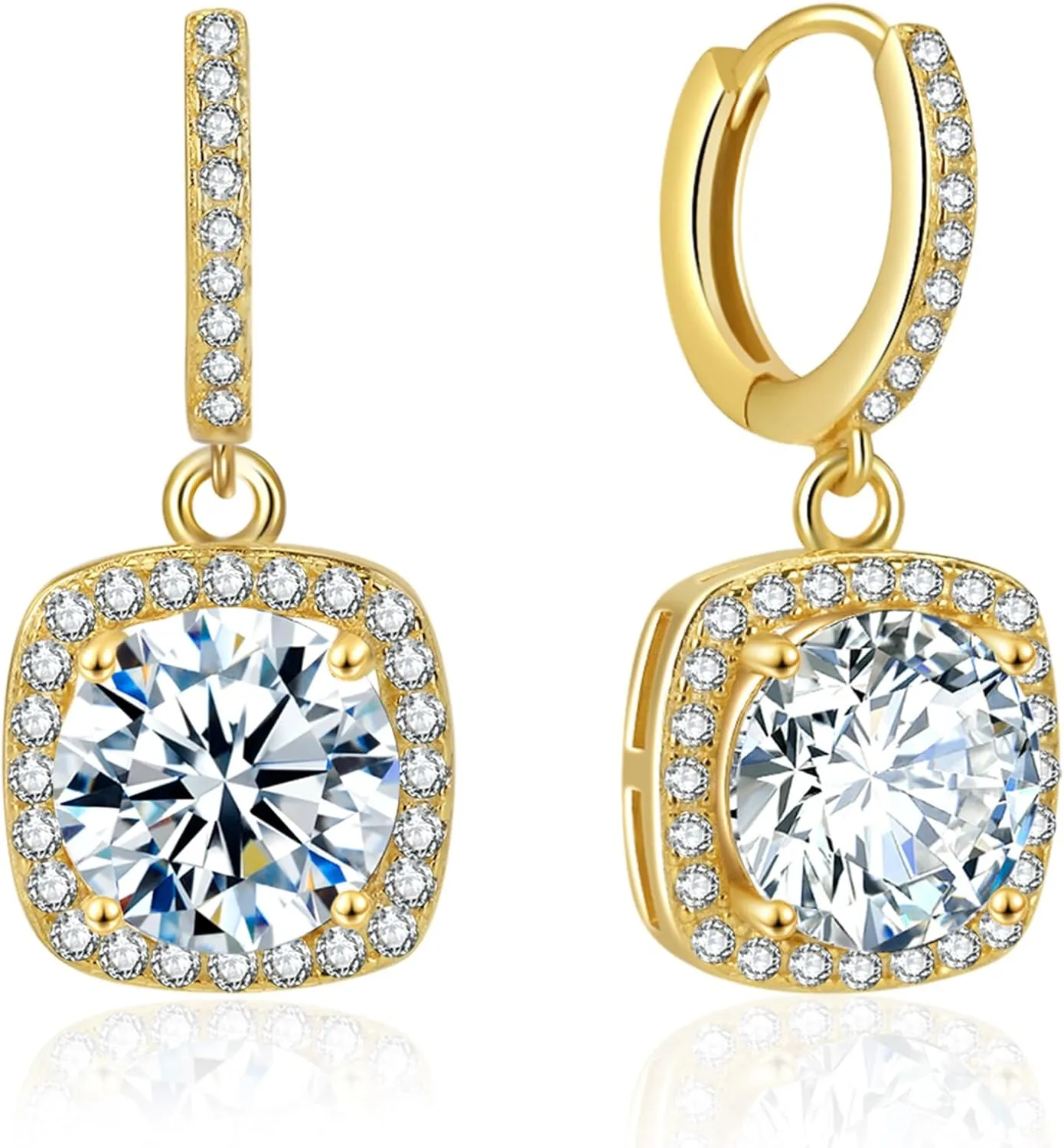 Moissanite Hoop Earrings for Women, 2-6CT 18K White Gold Plated Sterling Silver D Color Drop Dangle Earring, Jewelry for Wife Her Birthday Wedding