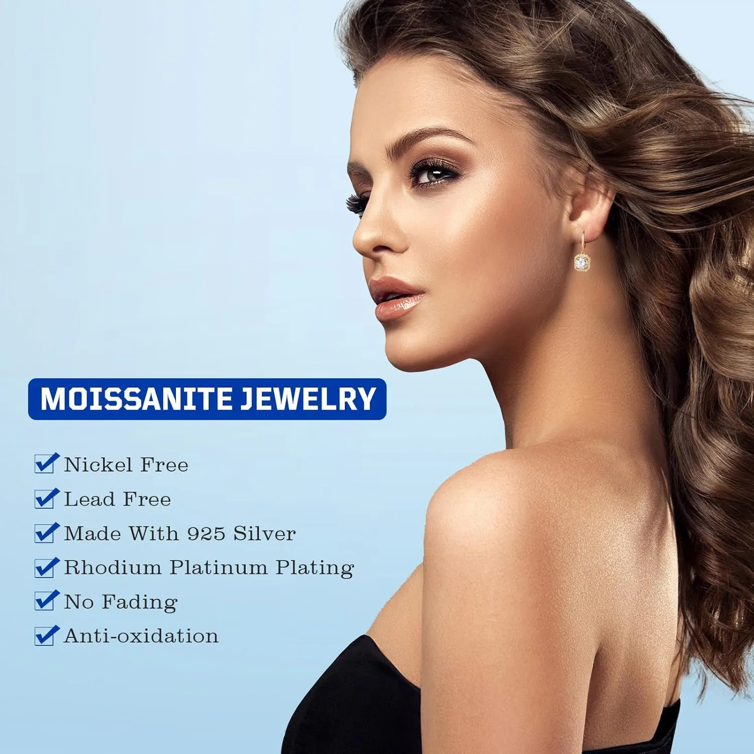 Moissanite Hoop Earrings for Women, 2-6CT 18K White Gold Plated Sterling Silver D Color Drop Dangle Earring, Jewelry for Wife Her Birthday Wedding