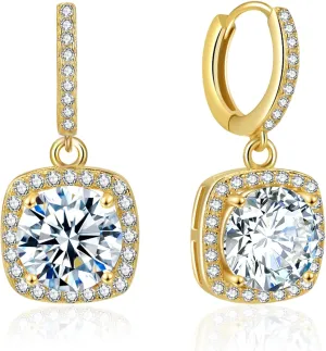 Moissanite Hoop Earrings for Women, 2-6CT 18K White Gold Plated Sterling Silver D Color Drop Dangle Earring, Jewelry for Wife Her Birthday Wedding