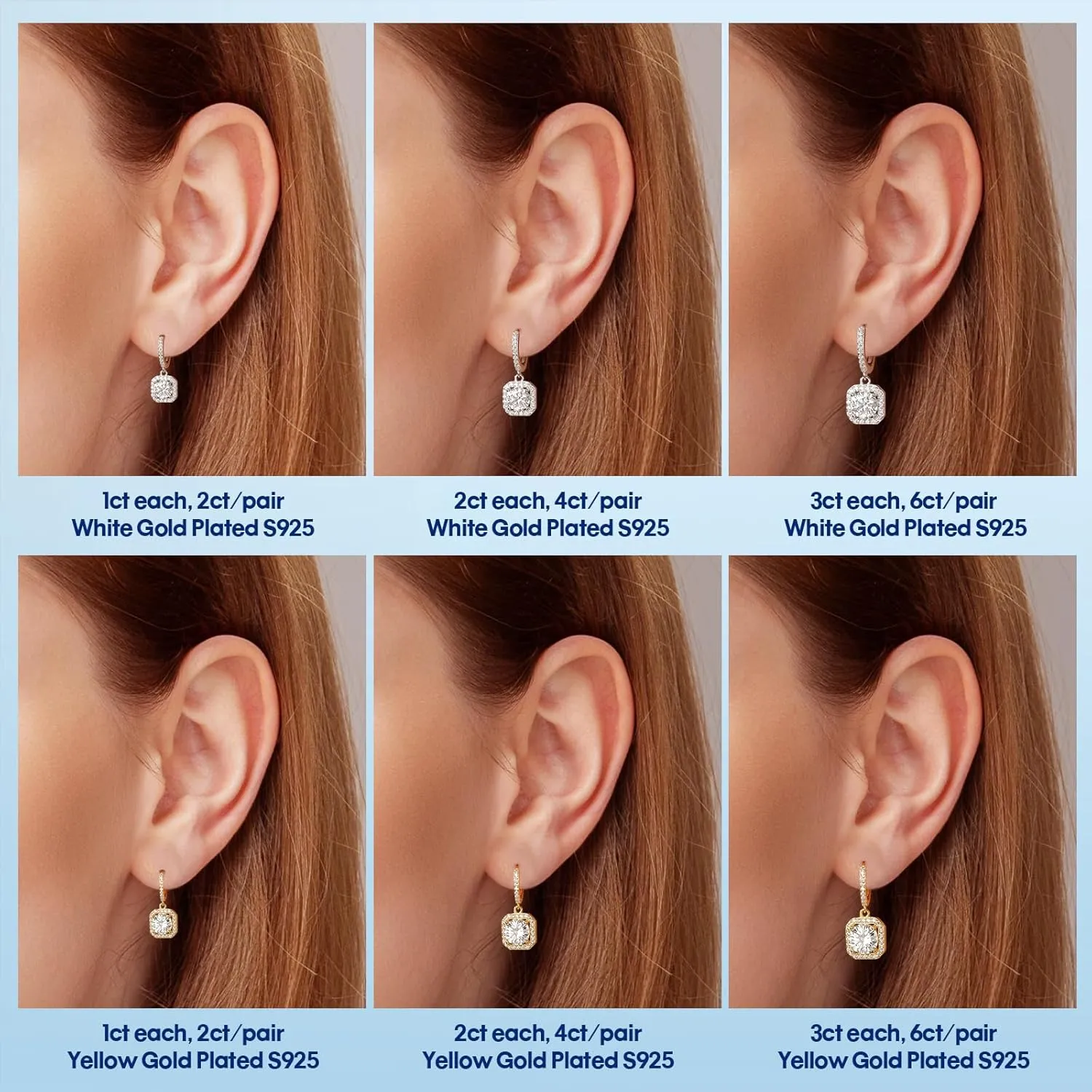Moissanite Hoop Earrings for Women, 2-6CT 18K White Gold Plated Sterling Silver D Color Drop Dangle Earring, Jewelry for Wife Her Birthday Wedding