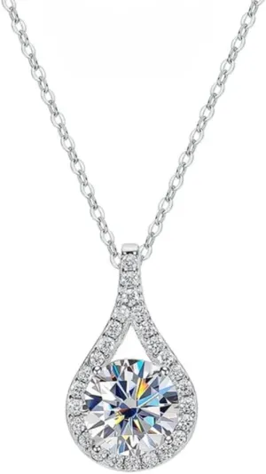 Moissanite Necklace for Women 1-5ct Real Sparkling S925 Sterling Silver Jewelry Water Drop Pendant Girls Birthday Gift