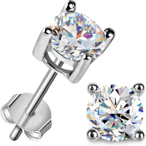 Moissanite Stud Earrings for Women Men 0.6-4ct, 18K Yellow Gold Plated 925 Sterling Silver Mens Stud Earrings, Hypoallergenic Round Cut Earrings Lab Created VVS1 Faux Diamond Stud Push Back