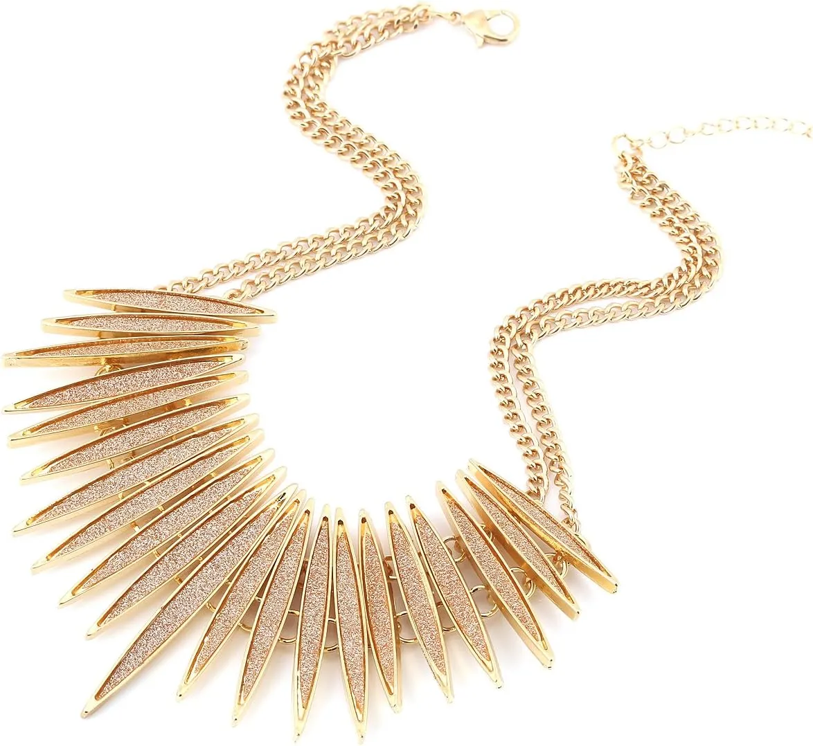MOLOCH Sparkling Druzy Leaf Choker Necklace Fashion Gold-Tone Collar Necklace Bib Statement Chunky Tribal Necklace Woman Jewelry