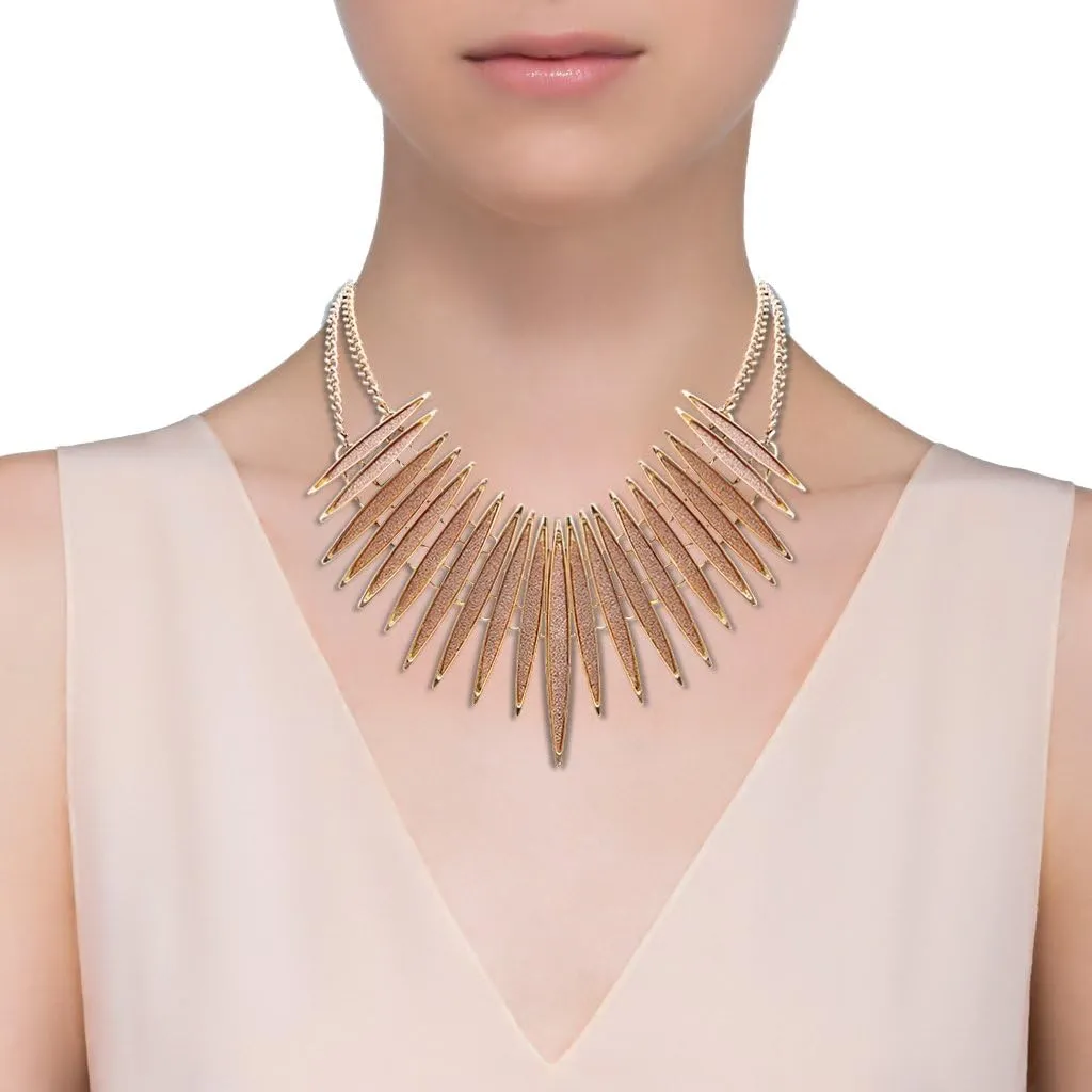 MOLOCH Sparkling Druzy Leaf Choker Necklace Fashion Gold-Tone Collar Necklace Bib Statement Chunky Tribal Necklace Woman Jewelry