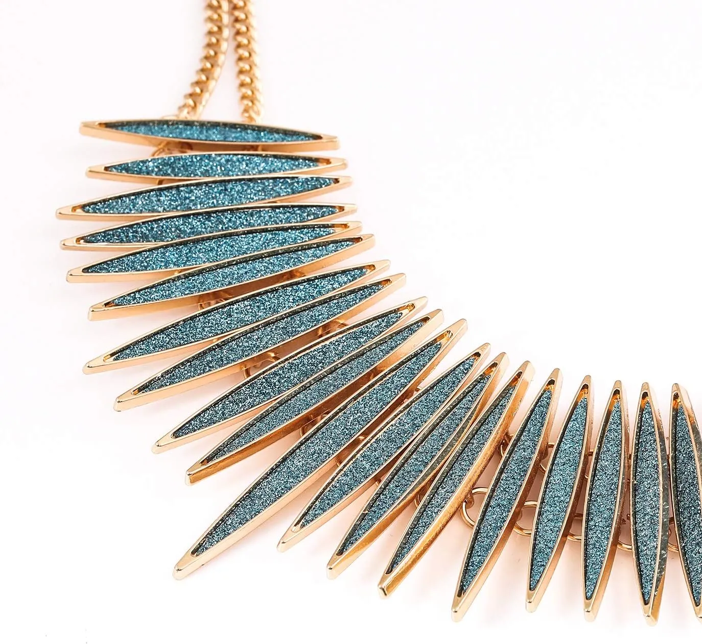 MOLOCH Sparkling Druzy Leaf Choker Necklace Fashion Gold-Tone Collar Necklace Bib Statement Chunky Tribal Necklace Woman Jewelry