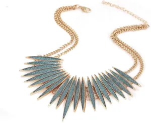 MOLOCH Sparkling Druzy Leaf Choker Necklace Fashion Gold-Tone Collar Necklace Bib Statement Chunky Tribal Necklace Woman Jewelry