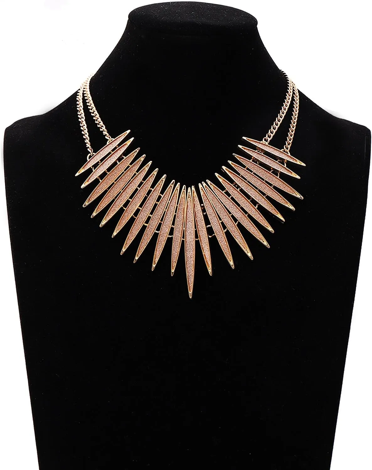 MOLOCH Sparkling Druzy Leaf Choker Necklace Fashion Gold-Tone Collar Necklace Bib Statement Chunky Tribal Necklace Woman Jewelry