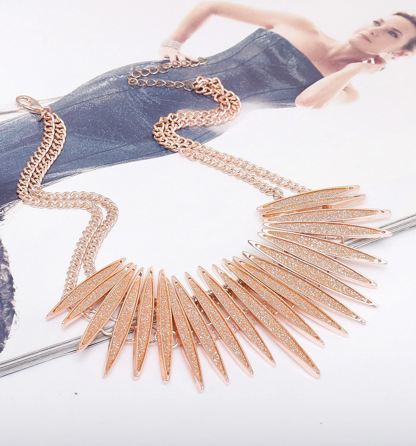 MOLOCH Sparkling Druzy Leaf Choker Necklace Fashion Gold-Tone Collar Necklace Bib Statement Chunky Tribal Necklace Woman Jewelry