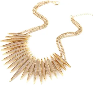 MOLOCH Sparkling Druzy Leaf Choker Necklace Fashion Gold-Tone Collar Necklace Bib Statement Chunky Tribal Necklace Woman Jewelry