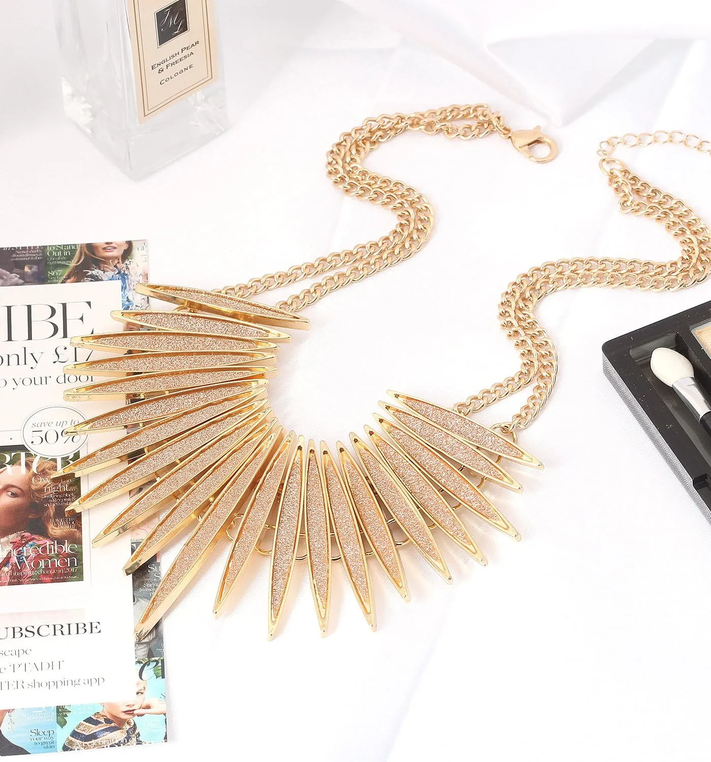 MOLOCH Sparkling Druzy Leaf Choker Necklace Fashion Gold-Tone Collar Necklace Bib Statement Chunky Tribal Necklace Woman Jewelry