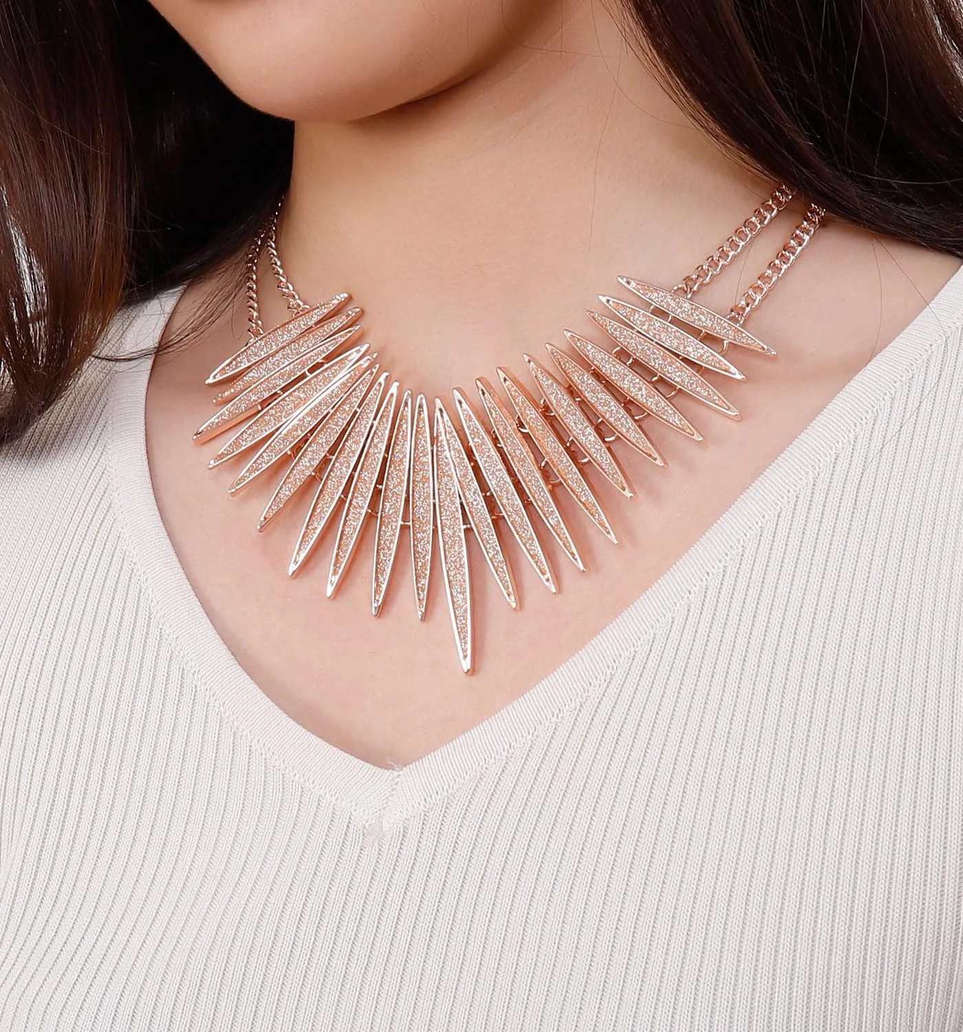 MOLOCH Sparkling Druzy Leaf Choker Necklace Fashion Gold-Tone Collar Necklace Bib Statement Chunky Tribal Necklace Woman Jewelry