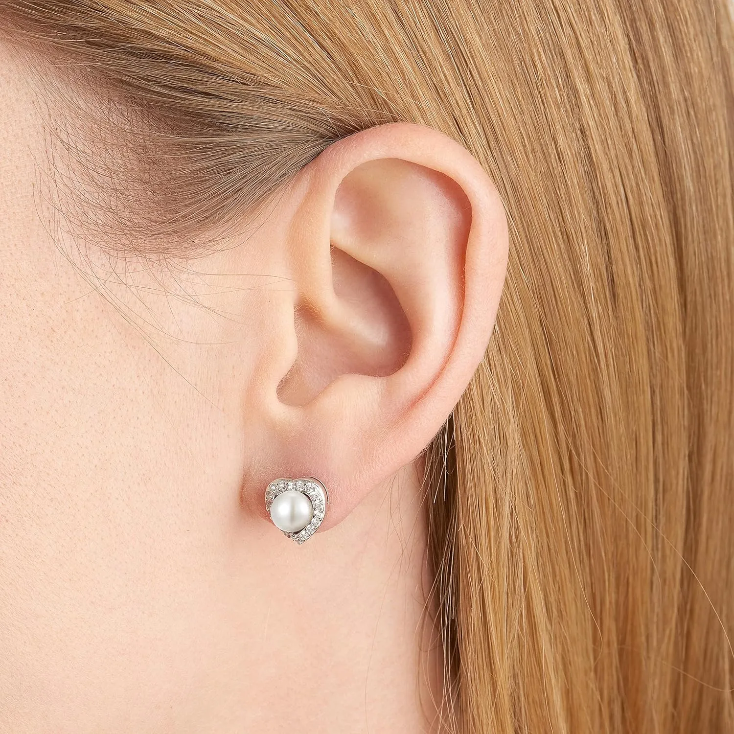 MORGAN & PAIGE .925 Sterling Silver Gemstones and White Sapphire Halo Heart Pendant Necklace, Ring and Stud Earrings for Women Set - Birthstone Jewelry Sets for Women, 18in Cable Chain, Size 7 Ring