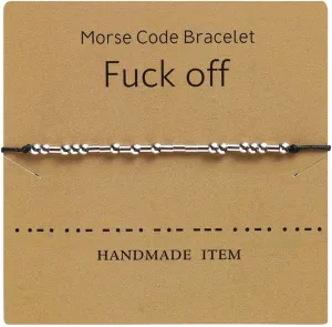 Morse Code Bracelets Adjustable Sterling Silver Beads on Silk Cord Inspirational Jewelry Bracelet Gift for Women
