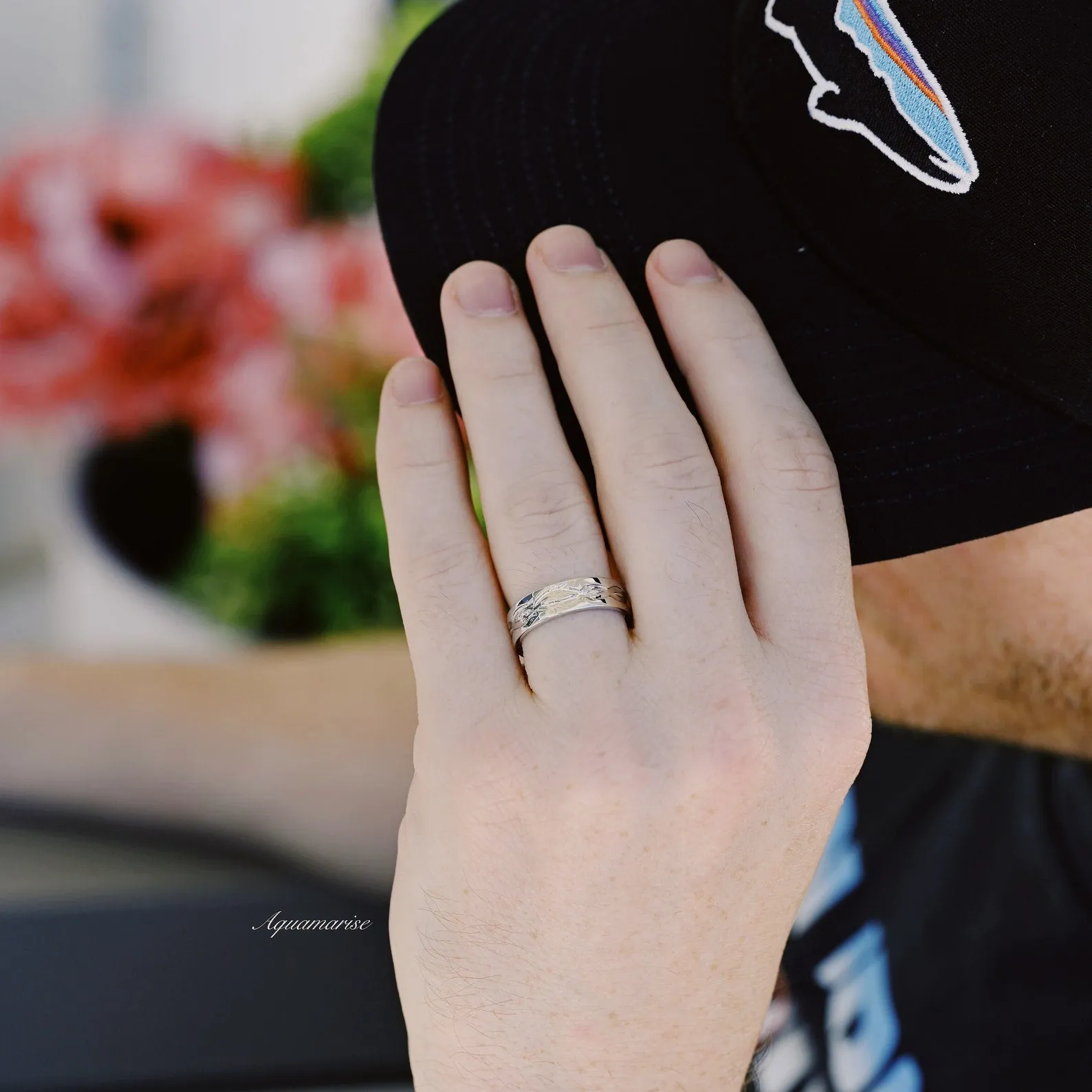 Moss Agate Leaf Couples Ring