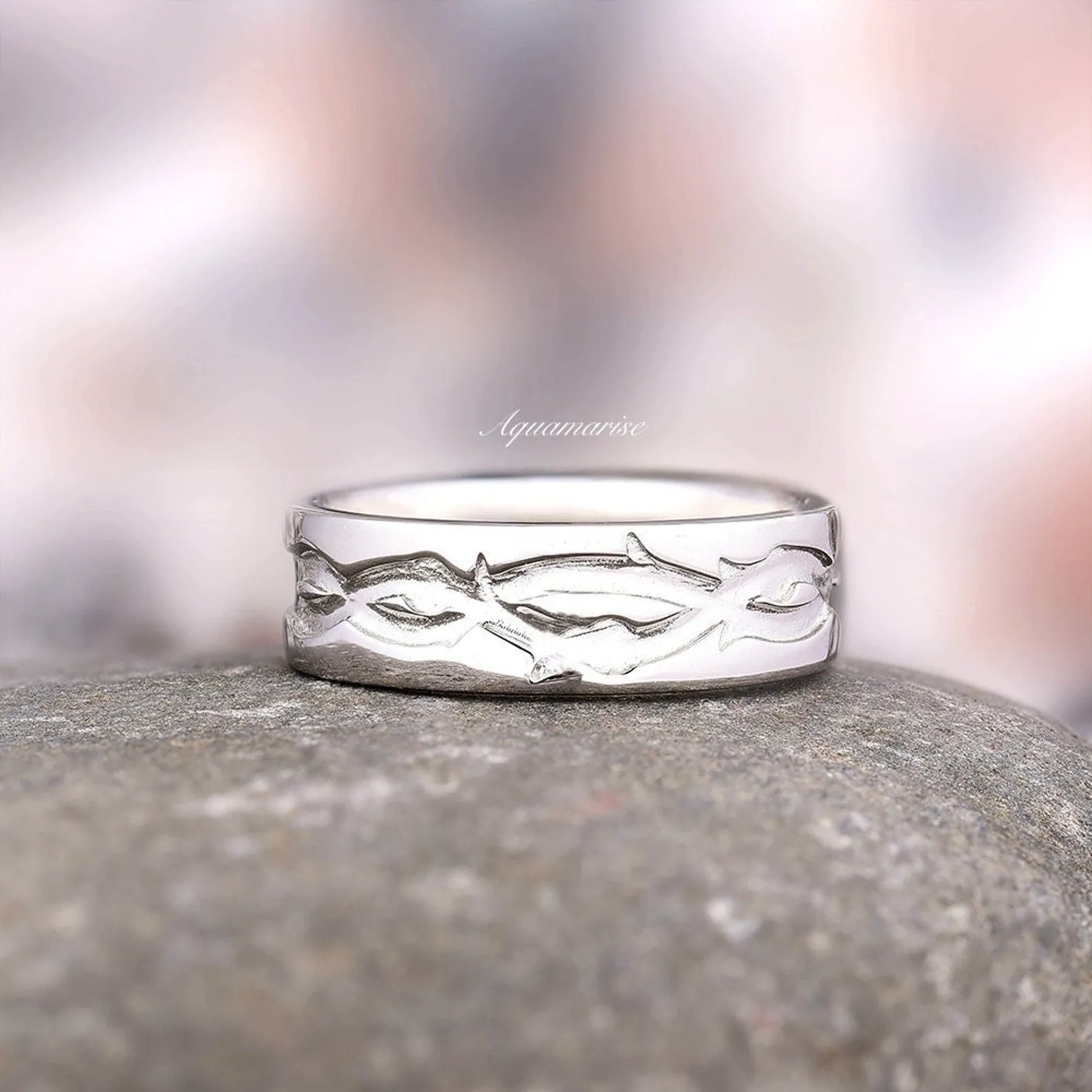 Moss Agate Leaf Couples Ring