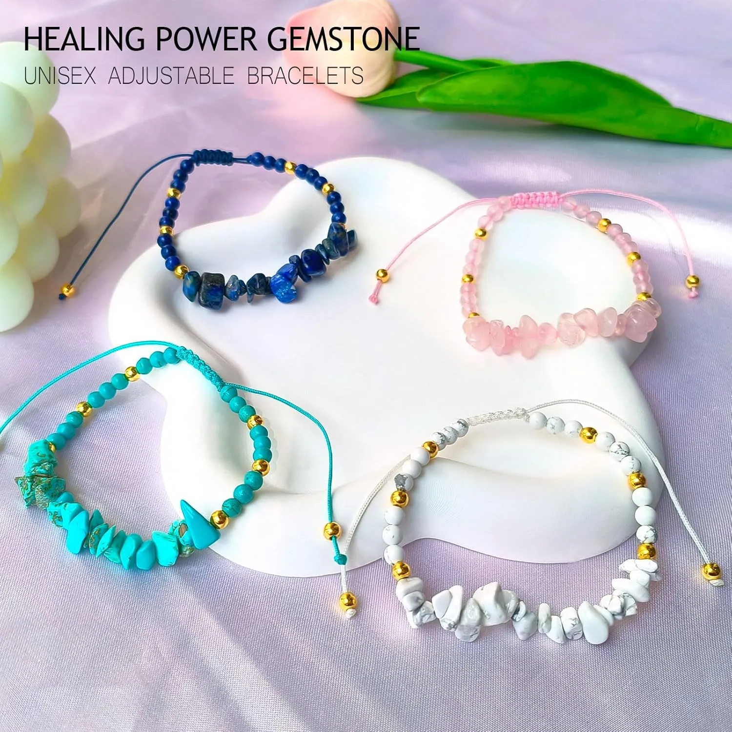 Mothers Day Gifts - Lapis Lazuli Bracelet Blue Beaded Energy Healing Stone Bracelet Resizable Protection Gemstone Jewelry Natural Stone Bracelet for Women Men