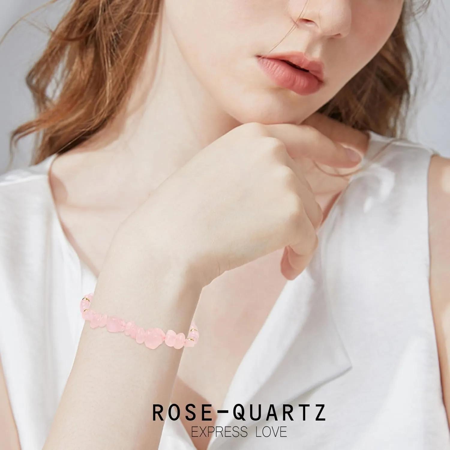 Mothers Day Gifts - Rose Quartz Bracelets for Women Energy Healing Crystal Natural Stone Bracelet Pink Gemstone Protection Bracelet Jewelry for Girls Natural Stone Brecelets