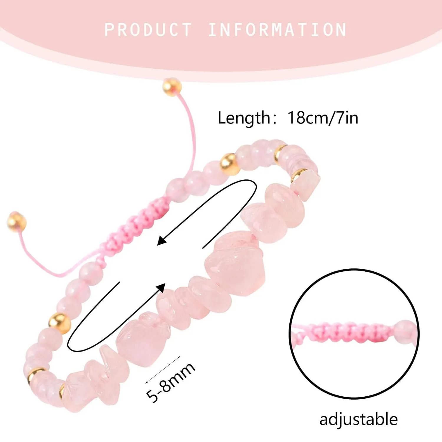 Mothers Day Gifts - Rose Quartz Bracelets for Women Energy Healing Crystal Natural Stone Bracelet Pink Gemstone Protection Bracelet Jewelry for Girls Natural Stone Brecelets