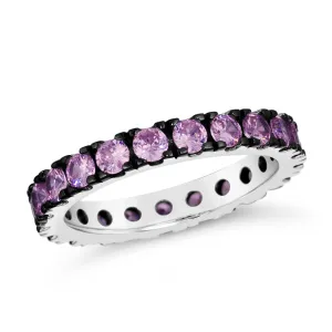 Multi-Sapphire Skinny Eternity Band In Argyle Pink