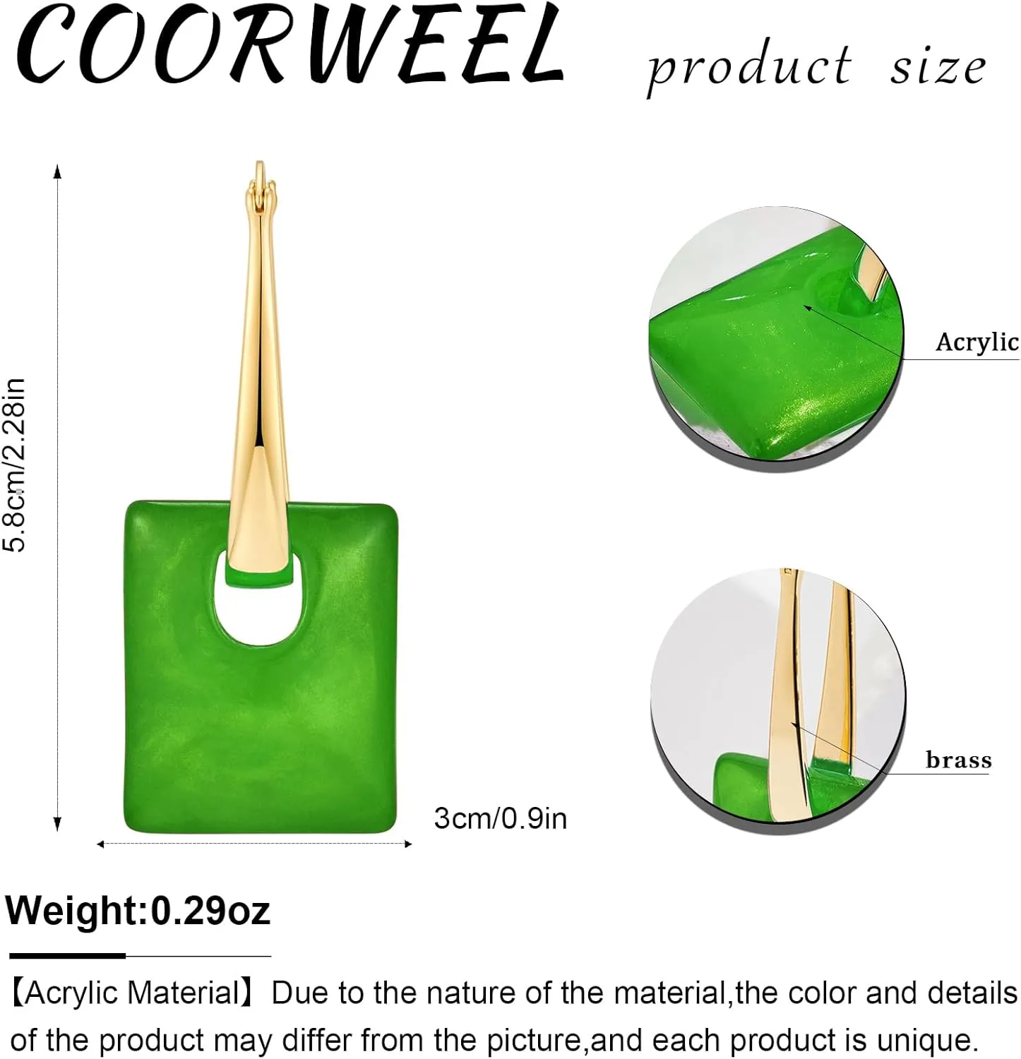Multicolored Acrylic Pendant Dangle Hoop Earrings for Women Lightweight Geometric Earrings Fashion Jewelry Gift,Pink Blue Green Black Grey