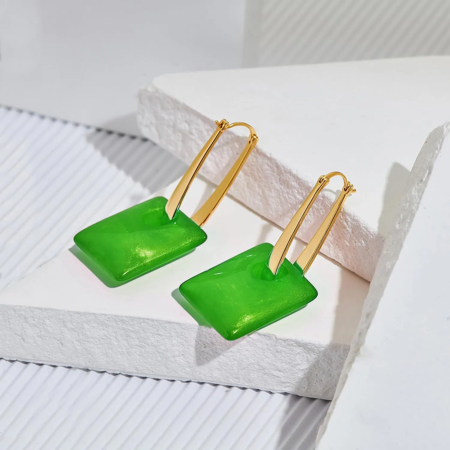 Multicolored Acrylic Pendant Dangle Hoop Earrings for Women Lightweight Geometric Earrings Fashion Jewelry Gift,Pink Blue Green Black Grey
