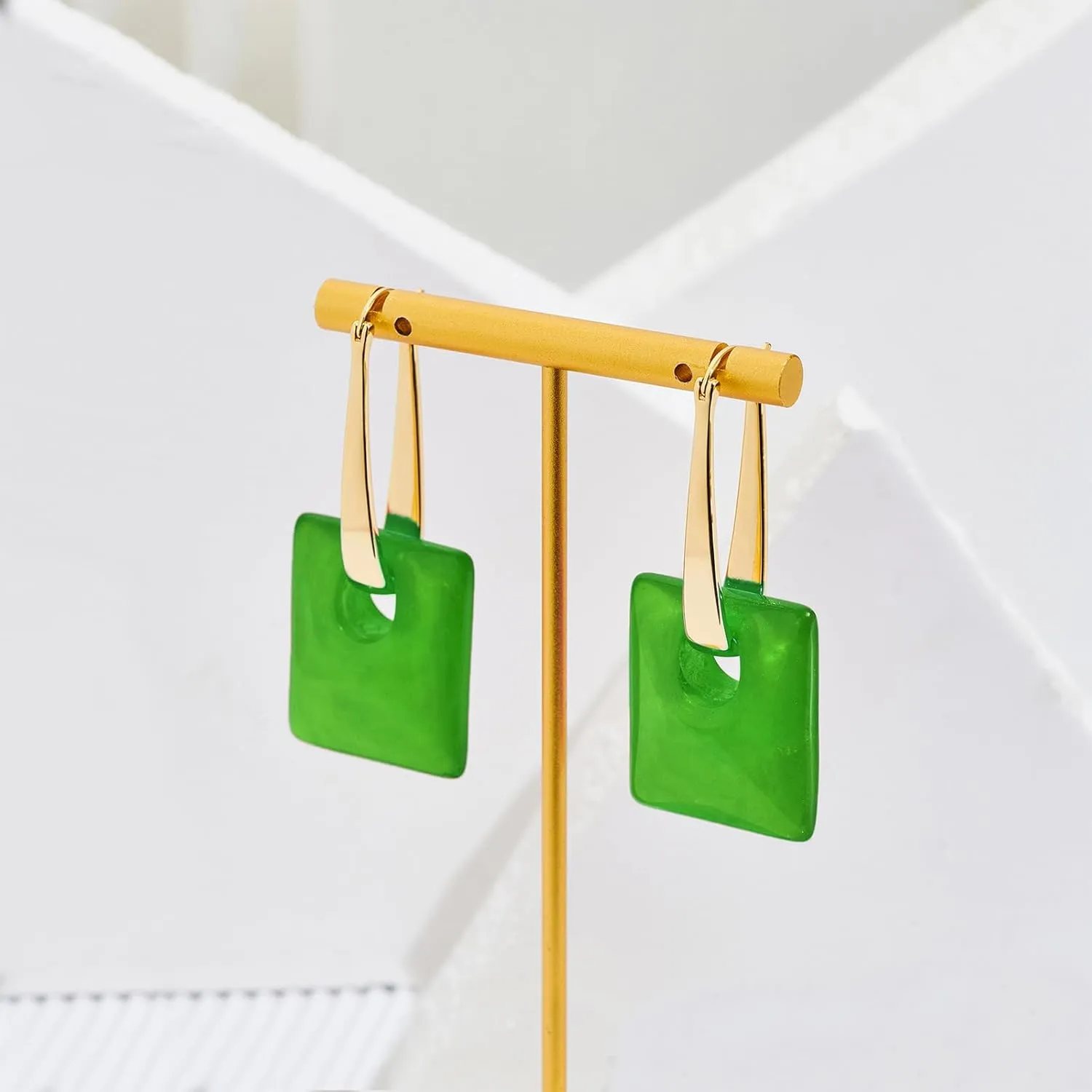 Multicolored Acrylic Pendant Dangle Hoop Earrings for Women Lightweight Geometric Earrings Fashion Jewelry Gift,Pink Blue Green Black Grey